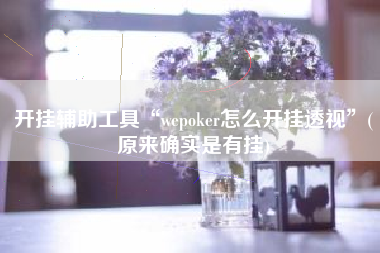 开挂辅助工具“wepoker怎么开挂透视”(原来确实是有挂)