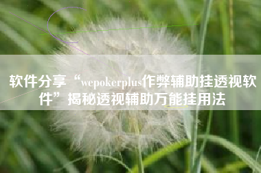 软件分享“wepokerplus作弊辅助挂透视软件	”揭秘透视辅助万能挂用法