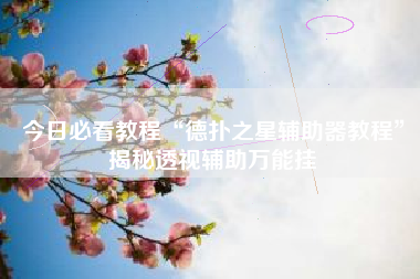 今日必看教程“德扑之星辅助器教程”揭秘透视辅助万能挂