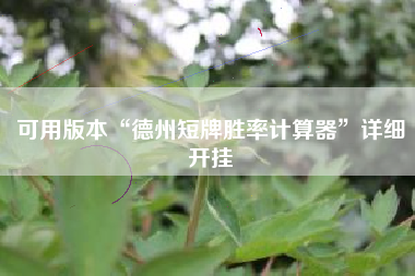 可用版本“德州短牌胜率计算器”详细开挂
