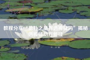 教程分享“德扑之星有透视挂吗”揭秘透视辅助万能挂