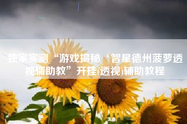 独家实测“游戏揭秘‘智星德州菠萝透视辅助教”开挂(透视)辅助教程