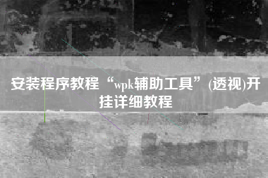 安装程序教程“wpk辅助工具	”(透视)开挂详细教程