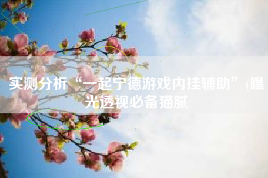 实测分析“一起宁德游戏内挂辅助”(曝光透视必备猫腻