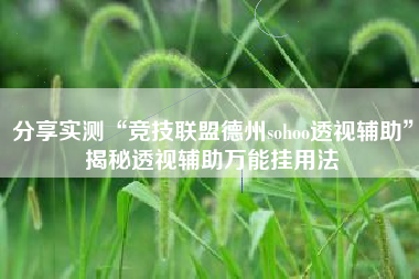 分享实测“竞技联盟德州sohoo透视辅助	”揭秘透视辅助万能挂用法