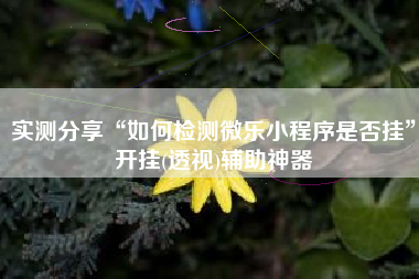 实测分享“如何检测微乐小程序是否挂”开挂(透视)辅助神器