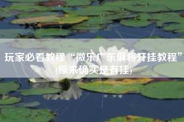 玩家必看教程“微乐广东麻将开挂教程”(原来确实是有挂)