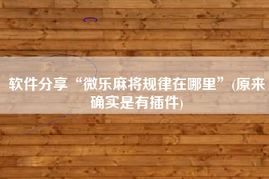 软件分享“微乐麻将规律在哪里	”(原来确实是有插件)