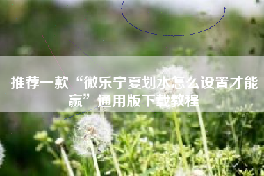 推荐一款“微乐宁夏划水怎么设置才能赢”通用版下载教程 推荐一款“微乐宁夏划水怎么设置才能赢”通用版下载教程
