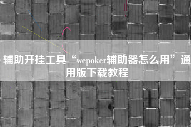 辅助开挂工具“wepoker辅助器怎么用”通用版下载教程