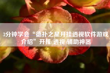 3分钟学会“德扑之星开挂透视软件游戏介绍	”开挂(透视)辅助神器