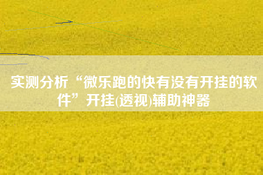 实测分析“微乐跑的快有没有开挂的软件”开挂(透视)辅助神器
