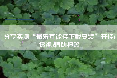 分享实测“微乐万能挂下载安装”开挂(透视)辅助神器