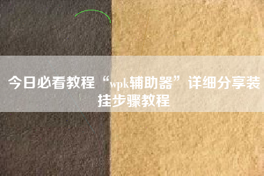 今日必看教程“wpk辅助器”详细分享装挂步骤教程