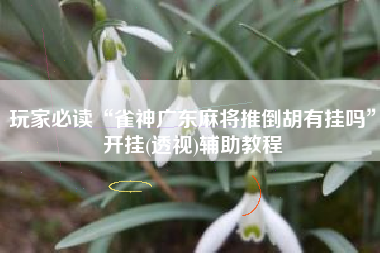 玩家必读“雀神广东麻将推倒胡有挂吗”开挂(透视)辅助教程
