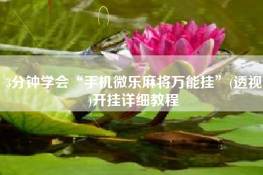 3分钟学会“手机微乐麻将万能挂”(透视)开挂详细教程 3分钟学会“手机微乐麻将万能挂”(透视)开挂详细教程