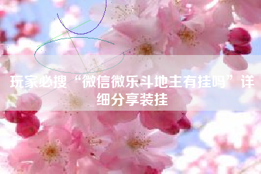 玩家必搜“微信微乐斗地主有挂吗”详细分享装挂