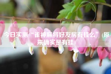 今日实测“雀神麻将好友房有挂么”(原来确实是有挂)