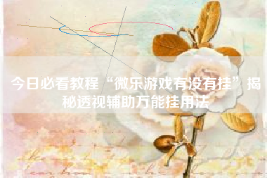 今日必看教程“微乐游戏有没有挂”揭秘透视辅助万能挂用法