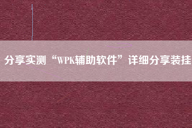 分享实测“WPK辅助软件	”详细分享装挂