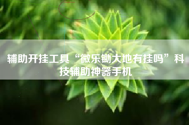 辅助开挂工具“微乐锄大地有挂吗	”科技辅助神器手机