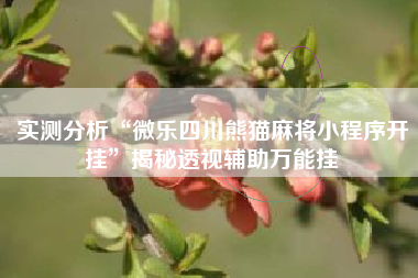 实测分析“微乐四川熊猫麻将小程序开挂	”揭秘透视辅助万能挂