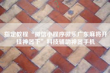 指定教程“微信小程序微乐广东麻将开挂神器下	”科技辅助神器手机