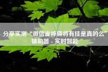 分享实测“微信雀神麻将有挂是真的么”辅助器 - 实时智能