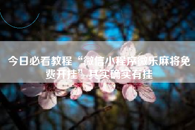 今日必看教程“微信小程序微乐麻将免费开挂”其实确实有挂