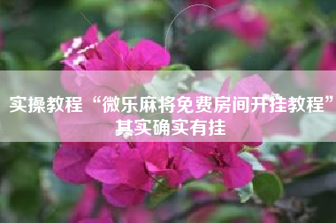 实操教程“微乐麻将免费房间开挂教程	”其实确实有挂