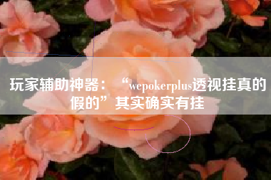 玩家辅助神器：“wepokerplus透视挂真的假的”其实确实有挂