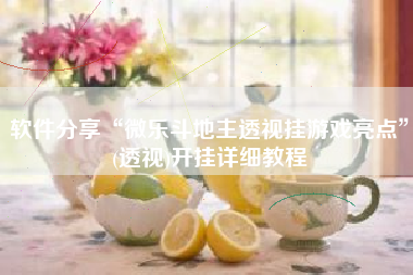 软件分享“微乐斗地主透视挂游戏亮点	”(透视)开挂详细教程