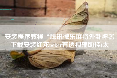 安装程序教程“腾讯微乐麻将外卦神器下载安装红龙poker有透视辅助挂(太