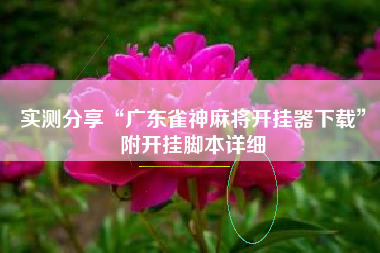 实测分享“广东雀神麻将开挂器下载”附开挂脚本详细