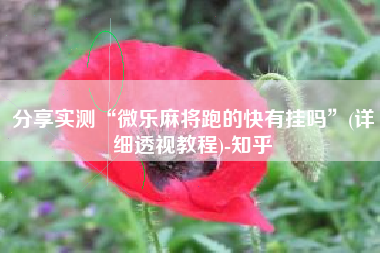 分享实测“微乐麻将跑的快有挂吗	”(详细透视教程)-知乎