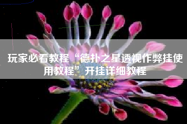 玩家必看教程“德扑之星透视作弊挂使用教程	”开挂详细教程