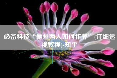 必备科技“德州两人如何作弊	”(详细透视教程)-知乎