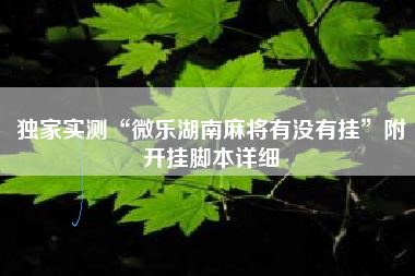 独家实测“微乐湖南麻将有没有挂”附开挂脚本详细