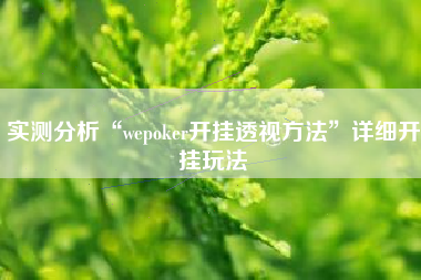 实测分析“wepoker开挂透视方法”详细开挂玩法