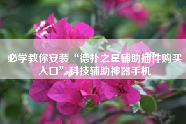 必学教你安装“德扑之星辅助插件购买入口”科技辅助神器手机