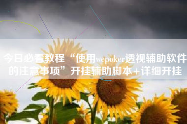 今日必看教程“使用wepoker透视辅助软件的注意事项	”开挂辅助脚本+详细开挂