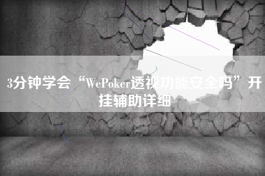 3分钟学会“WePoker透视功能安全吗”开挂辅助详细
