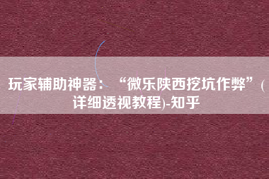 玩家辅助神器：“微乐陕西挖坑作弊”(详细透视教程)-知乎
