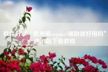 软件分享“德州局wepoker辅助器好用吗”通用版下载教程