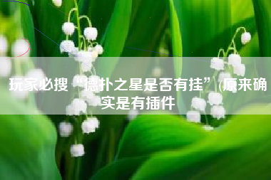 玩家必搜“德扑之星是否有挂	”(原来确实是有插件