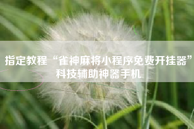 指定教程“雀神麻将小程序免费开挂器	”科技辅助神器手机