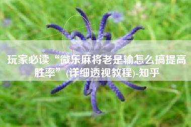 玩家必读“微乐麻将老是输怎么搞提高胜率”(详细透视教程)-知乎 玩家必读“微乐麻将老是输怎么搞提高胜率”(详细透视教程)-知乎