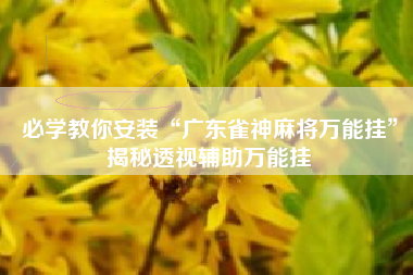 必学教你安装“广东雀神麻将万能挂”揭秘透视辅助万能挂