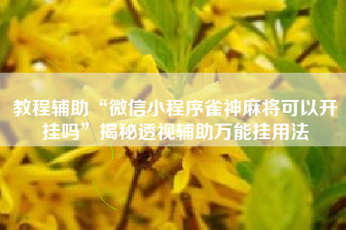 教程辅助“微信小程序雀神麻将可以开挂吗”揭秘透视辅助万能挂用法