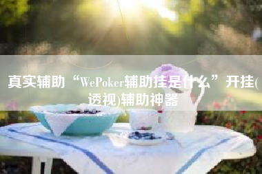 真实辅助“WePoker辅助挂是什么”开挂(透视)辅助神器